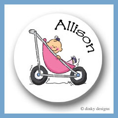Discounted Dinky Designs Stroller rides - girl round stickers 2.5
