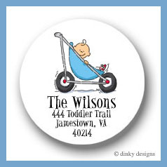 Discounted Dinky Designs Stroller rides - boy round stickers 2.5