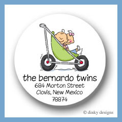 Discounted Dinky Designs Stroller rides - boy/girl round stickers 2.5