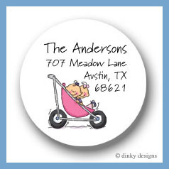 Discounted Dinky Designs Stroller rides - girl/girl round stickers 2.5