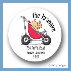 Discounted Dinky Designs Stroller rides - boy/boy round stickers 2.5