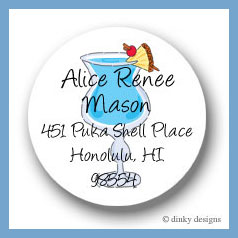 Discounted Dinky Designs Blue Hawaiian round stickers 2.5