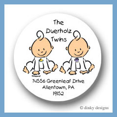 Discounted Dinky Designs Baby steps - twins round stickers 2.5