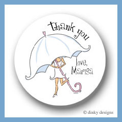 Discounted Dinky Designs Umbrella bride round stickers 2.5