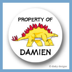 Discounted Dinky Designs Yellow dinosaur round stickers 2.5