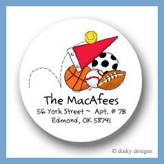 Discounted Dinky Designs Sports fanatic round stickers 2.5