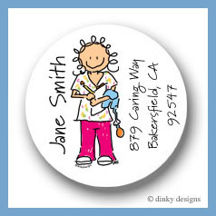 Discounted Dinky Designs Nurse jane round stickers 2.5