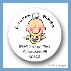 Discounted Dinky Designs Girl baby bib face round stickers 2.5