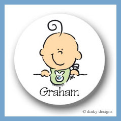 Discounted Dinky Designs Boy baby bib face round stickers 2.5