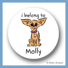 Discounted Dinky Designs Chi-chi the Chihuahua round stickers 2.5