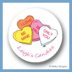 Discounted Dinky Designs Conversation hearts round stickers 2.5