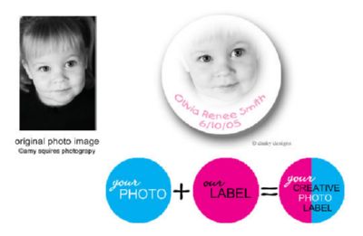 Discounted Dinky Designs Custom photo round stickers 2.5'' personalized oval vignette image