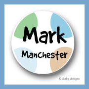 Discounted Dinky Designs Peek-a-blue dots round stickers 1.67