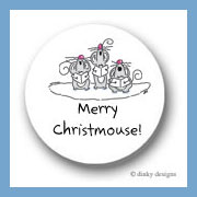 Discounted Dinky Designs Three singing mice round stickers 1.67