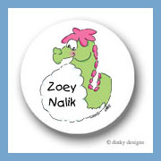 Discounted Dinky Designs Charlie the seahorse round stickers 1.67