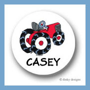 Discounted Dinky Designs Barnyard tractor round stickers 1.67