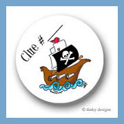 Discounted Dinky Designs Pirate ship round stickers 1.67