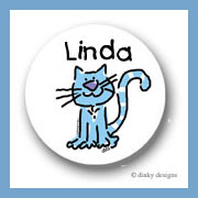 Discounted Dinky Designs Luna who is allergic to tuna round stickers 1.67'