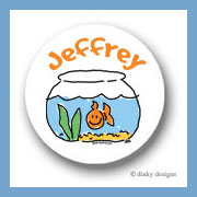 Discounted Dinky Designs Finnian the goldfish round stickers 1.67