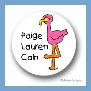 Discounted Dinky Designs Sylvester the flamingo round stickers 1.67