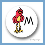 Discounted Dinky Designs Frankie the red bird round stickers 1.67