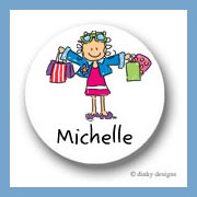 Discounted Dinky Designs Shopper Jane round stickers 1.67'' personalized