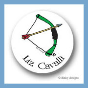 Discounted Dinky Designs Bow & arrow round stickers 1.67'' personalized