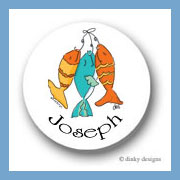 Discounted Dinky Designs Hook, line & sinker round stickers 1.67