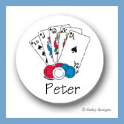 Discounted Dinky Designs Texas hold 'em round stickers 1.67'' personalized