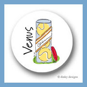 Discounted Dinky Designs Can of tennis balls round stickers 1.67
