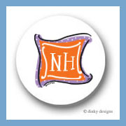 Discounted Dinky Designs Grape n' orange monogram round stickers 1.67
