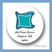 Discounted Dinky Designs Aquamarine monogram round stickers 1.67