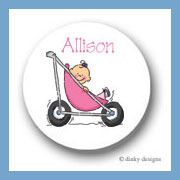 Discounted Dinky Designs Stroller rides - girl round stickers 1.67