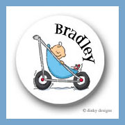 Discounted Dinky Designs Stroller rides - boy round stickers 1.67