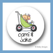 Discounted Dinky Designs Stroller rides - boy/girl round stickers 1.67