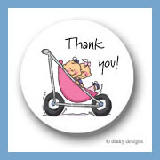 Discounted Dinky Designs Stroller rides - girl/girl round stickers 1.67