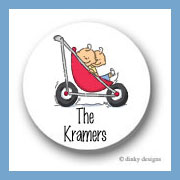 Discounted Dinky Designs Stroller rides - boy/boy round stickers 1.67