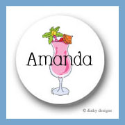 Discounted Dinky Designs Paradise pink drink round stickers 1.67