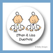 Discounted Dinky Designs Baby steps - twins round stickers 1.67