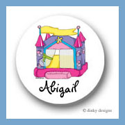 Discounted Dinky Designs Princess bouncy house round stickers 1.67