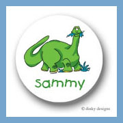 Discounted Dinky Designs Green dinosaur round stickers 1.67