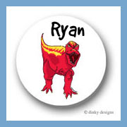 Discounted Dinky Designs Red dinosaur round stickers 1.67