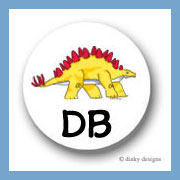 Discounted Dinky Designs Yellow dinosaur round stickers 1.67