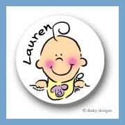Discounted Dinky Designs Girl baby bib face round stickers 1.67