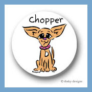 Discounted Dinky Designs Chi-chi the Chihuahua round stickers 1.67