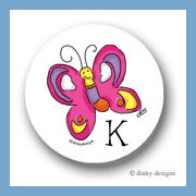 Discounted Dinky Designs Pansy the flutterby round stickers 1.67