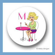 Discounted Dinky Designs Monique pick your hair color  round stickers 1.67