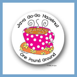 Discounted Dinky Designs Mocha mug round stickers 2.5