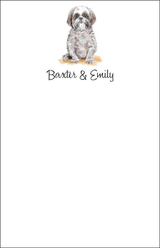 shih tzu  notepad or notesheets in acrylic holder, personalized