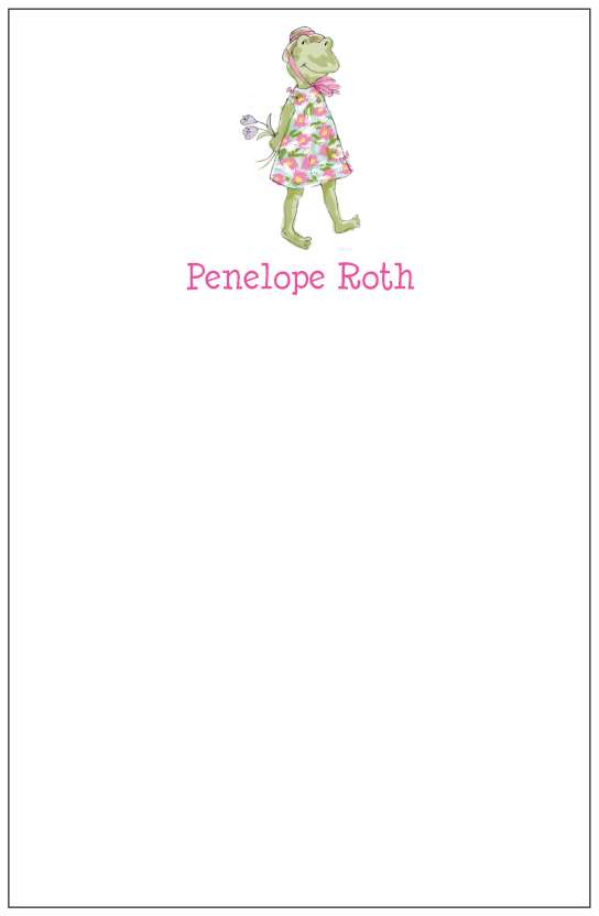 frog girl  notepad or notesheets in acrylic holder, personalized